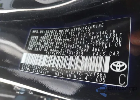 2020 Toyota Corolla Se из США, поврежденный, VIN 5YFP4RCE6LP013859